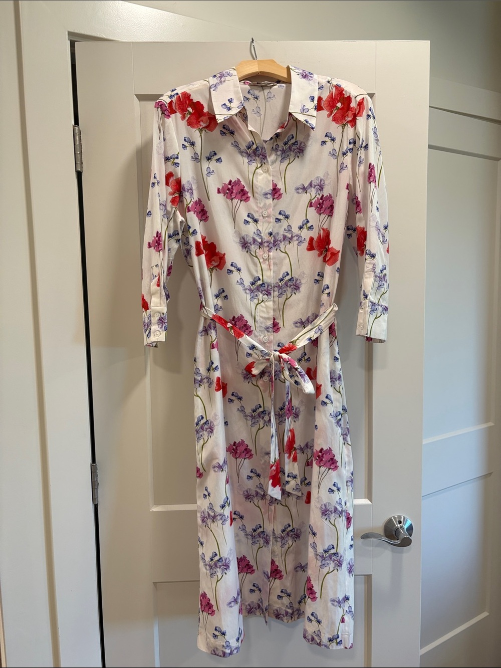 Tucker Floral Silk & Cotton Midi Dress—STUNNING!! Like New Condition! Size L